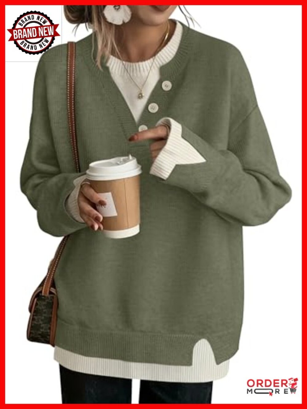 Oversized Knit Pullover Sweater Crew Neck Sweatshirt